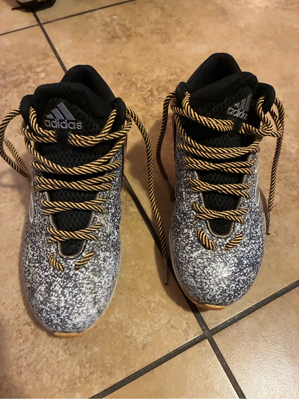 adidas Kids Black and Gold Speckled Lace Sneakers
